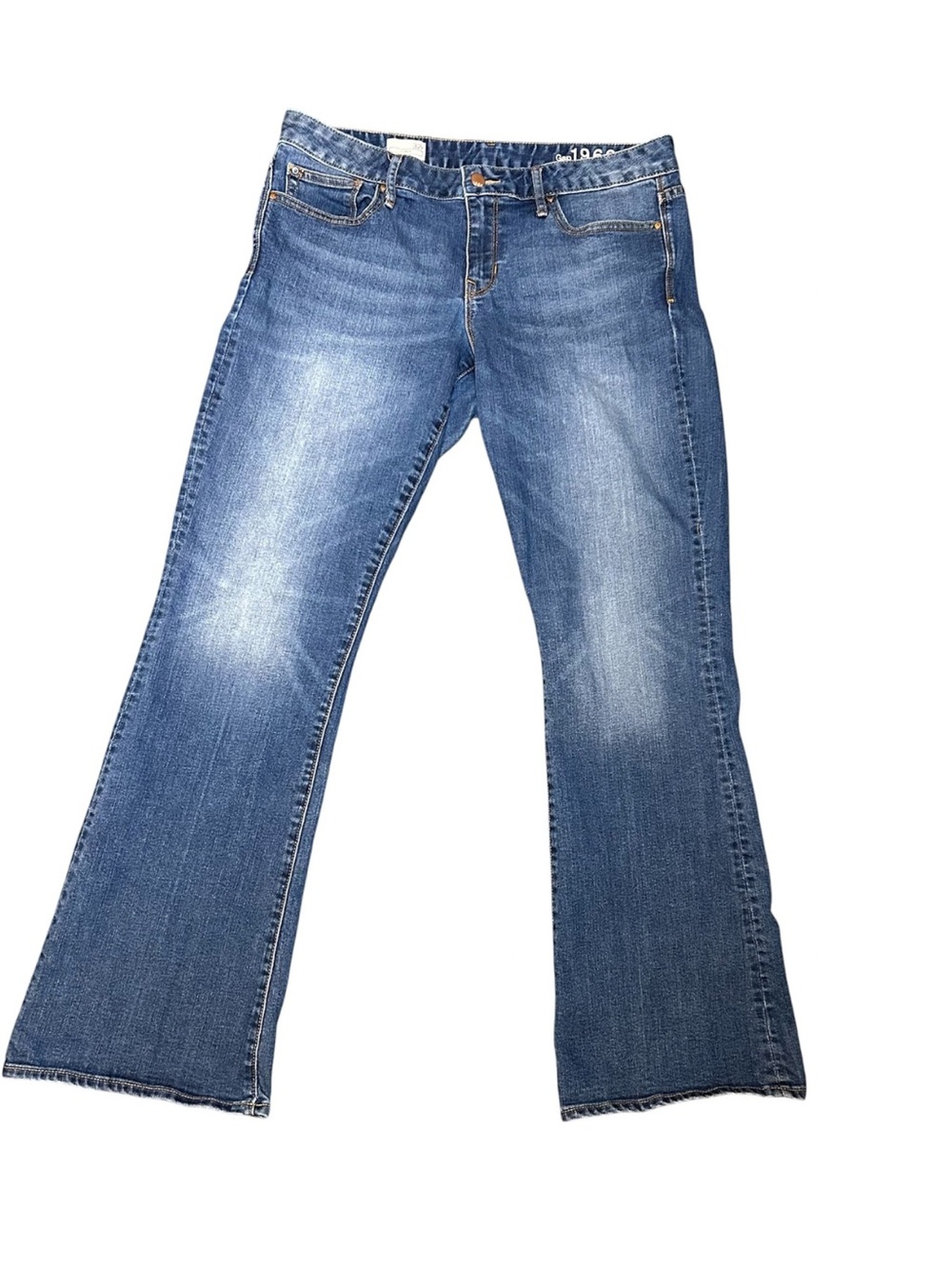 GAP 1969 Womens Jeans Sz 32 / 14 Mid Rise Flare Blue Curvy Pants $89